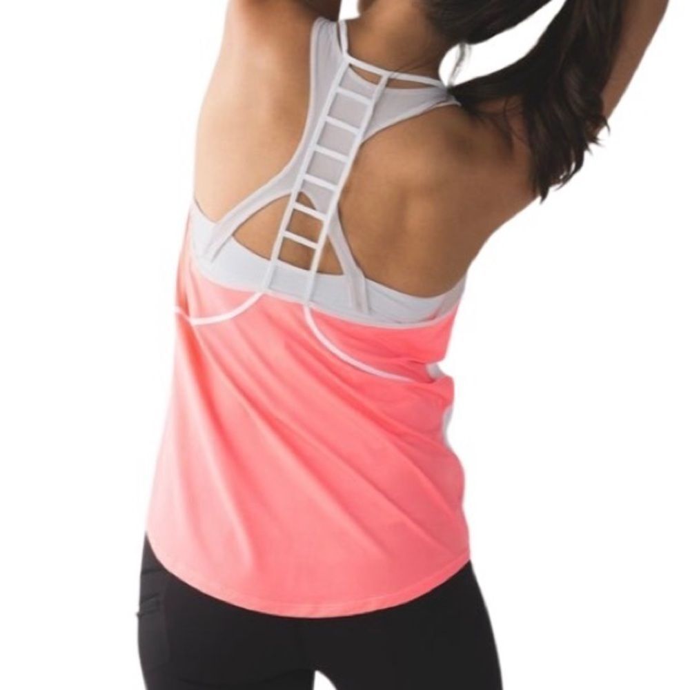 Lululemon Breezy Singlet White / Grapefruit Tank Top Size 10